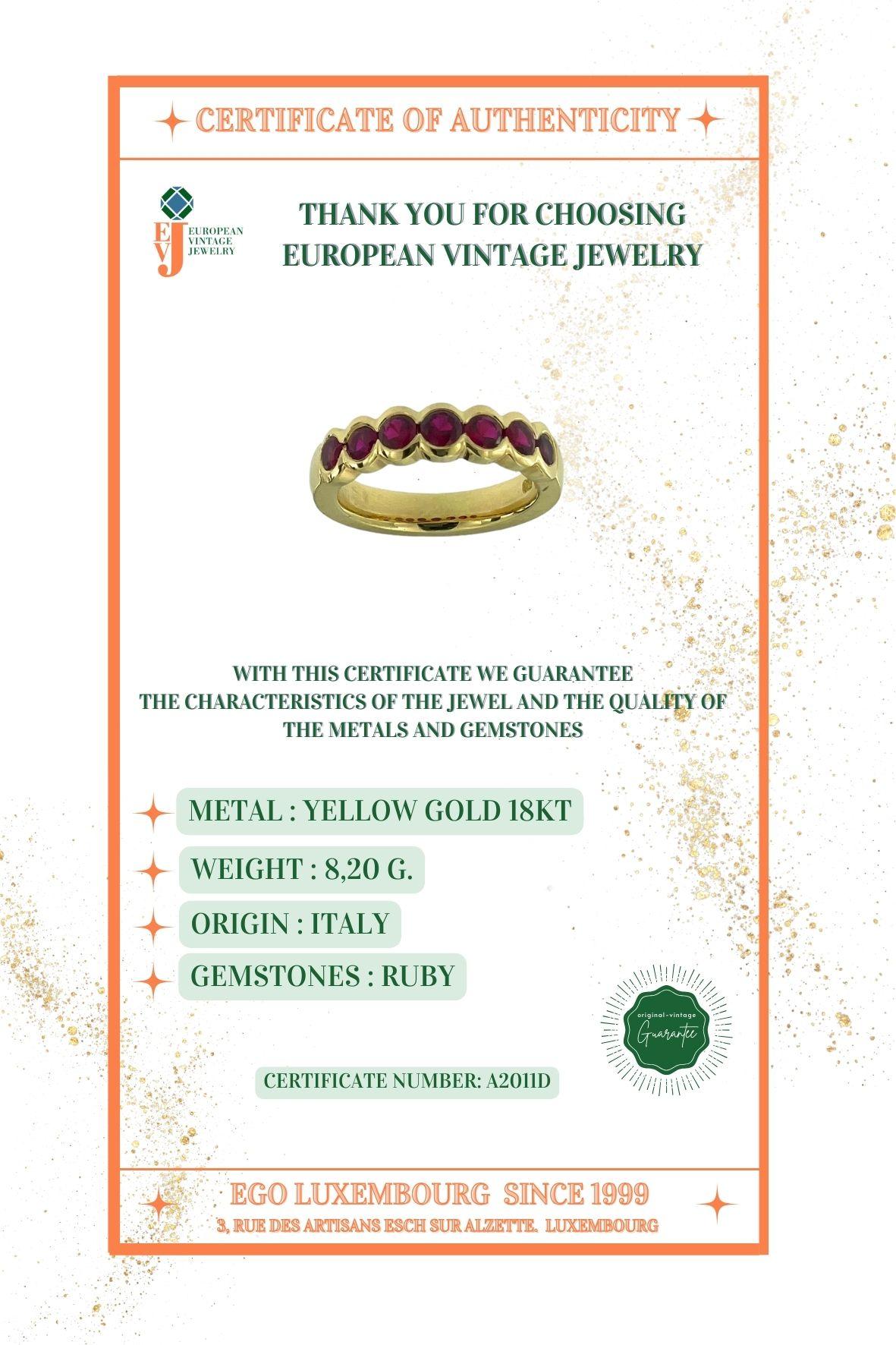 Eternity-Ring aus italienischem Gelbgold mit Rubin von Balestra im Angebot 3