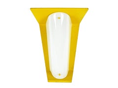 Italian Yellow Metal and Opaline Glass Wall Lamp, 1960s