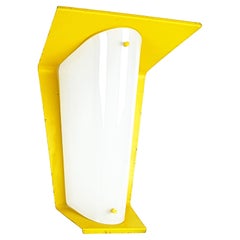Italian Yellow Metal and Opaline Glass Wall Lamp, 1960s