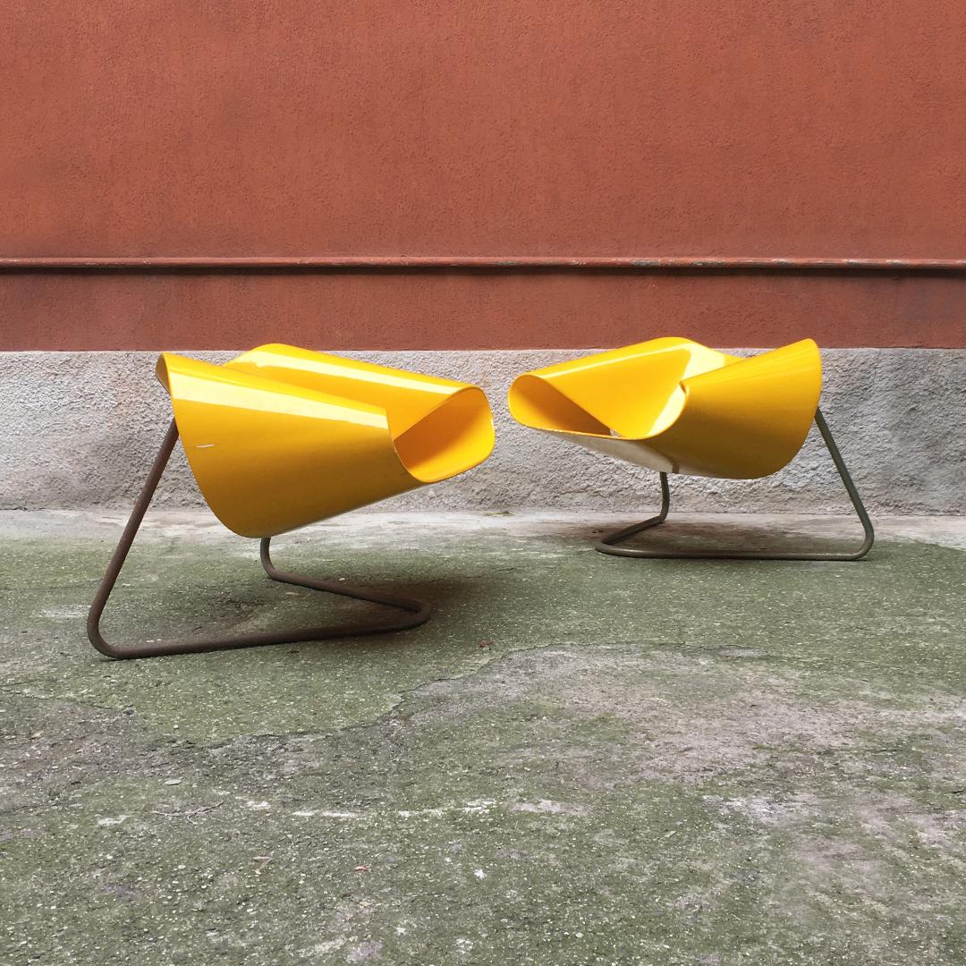 Italian Yellow Nastro CL9 Armchairs by Cesare Leonardi e Franca Stagi, 1960 In Good Condition In MIlano, IT