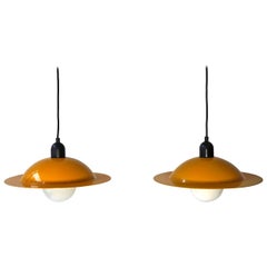 Lampes à suspension jaune italiennes par Stilnovo