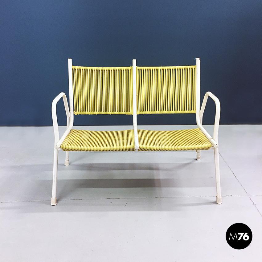 Italian Yellow Scooby Two-Seats Bench with Armrests, 1950s In Good Condition For Sale In MIlano, IT