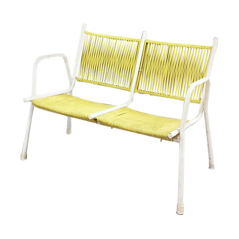 Italian Yellow Scooby Two-Seats Bench with Armrests, 1950s For Sale