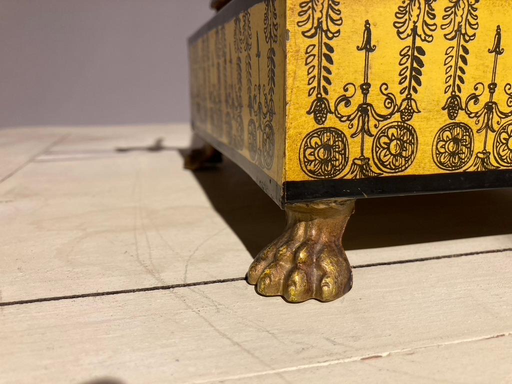 Italian Yellow Tole Obelisk Urn With Paw Feet For Sale 10