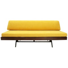 Italian Yellow Velvet Sofa Bed, 1960s