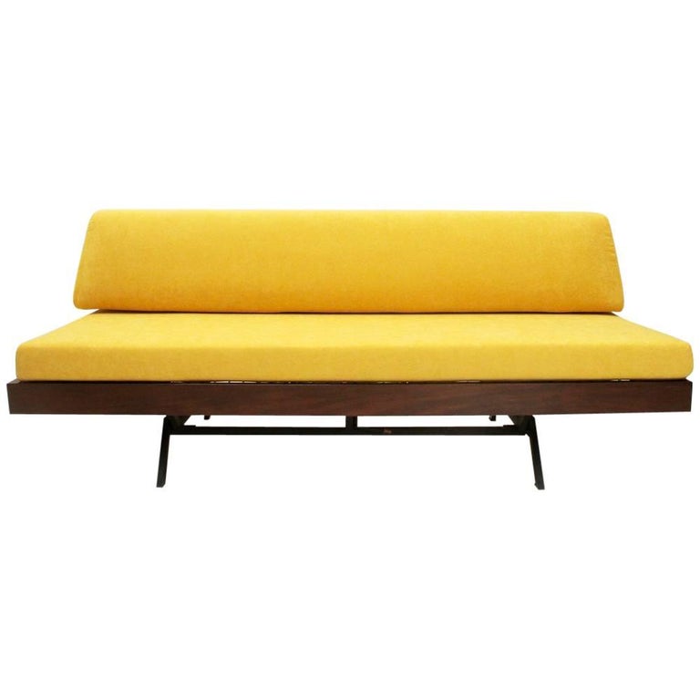 Italian Yellow Velvet Sofa Bed, 1960s at 1stdibs