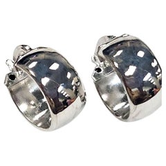 Italian “ZADI” Wide Hoop Earrings in 18kt White Gold