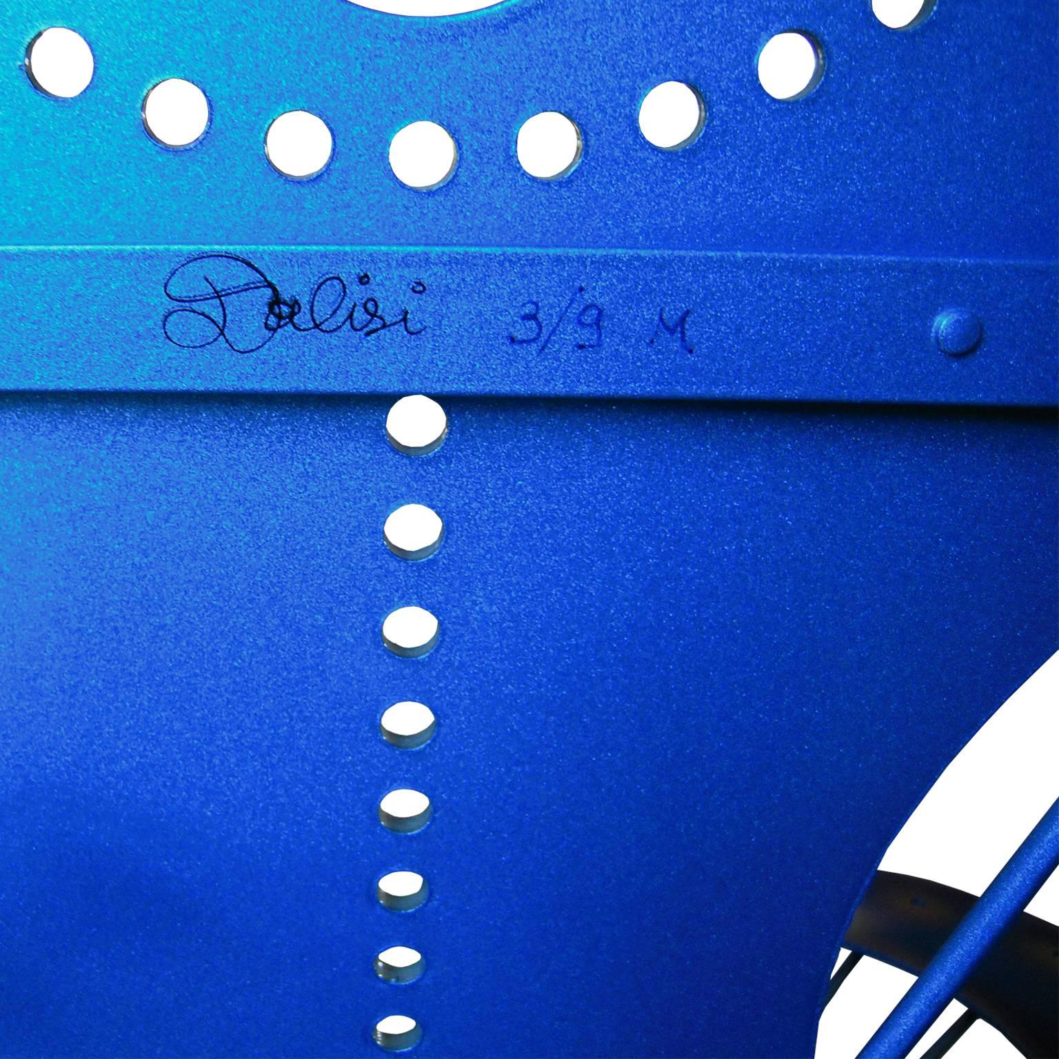 Italian Zanotta R. Dalisi Blue Painted Steel Bench, Limited Edition For Sale 5