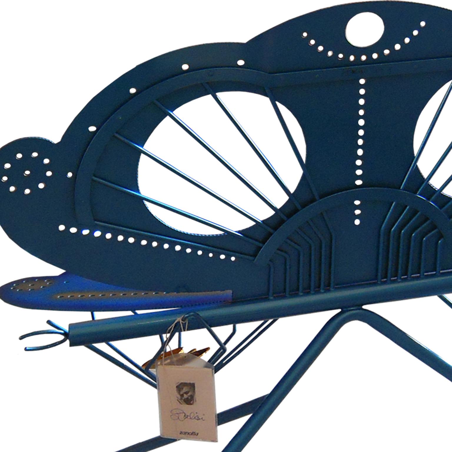 Italian Zanotta R. Dalisi Blue Painted Steel Bench, Limited Edition For Sale 6