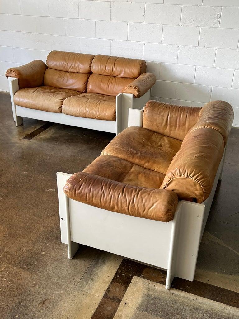 Italian Zelda Sofa Set in Cognac Leather by Sergio Asti for Poltronova, 1960s 9