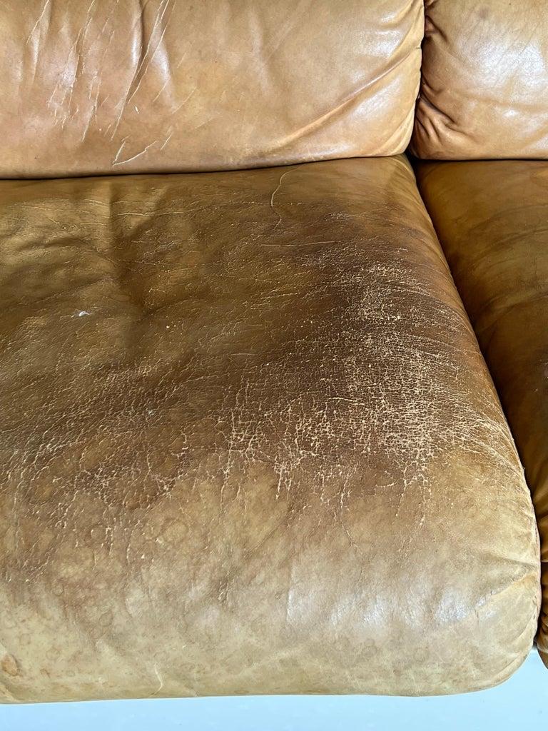 Italian Zelda Sofa Set in Cognac Leather by Sergio Asti for Poltronova, 1960s 11