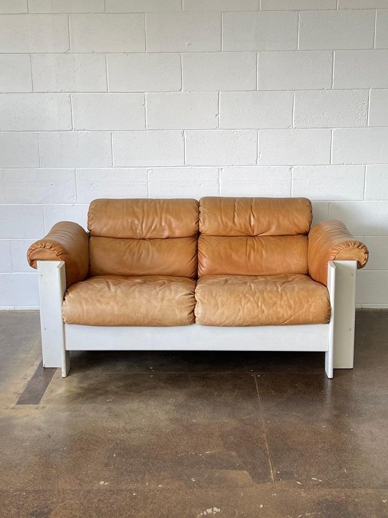 Mid-Century Modern Italian Zelda Sofa Set in Cognac Leather by Sergio Asti for Poltronova, 1960s