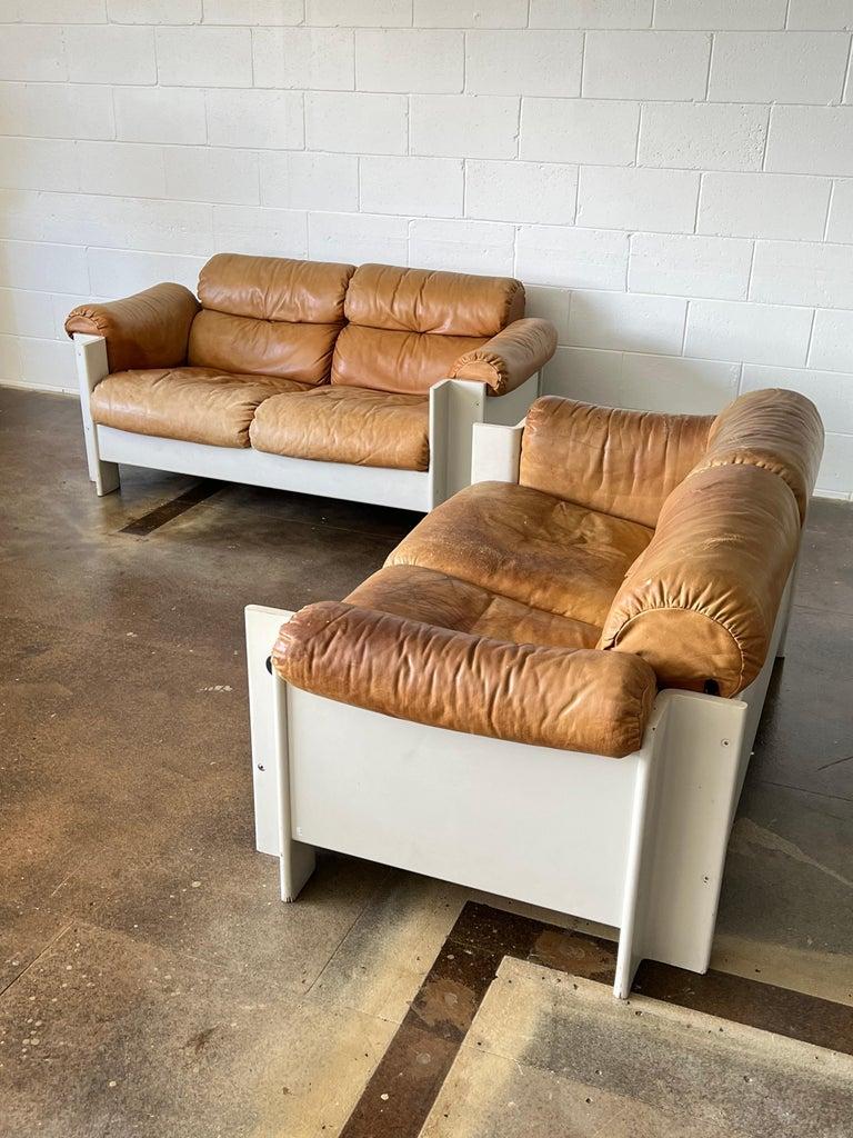 Mid-20th Century Italian Zelda Sofa Set in Cognac Leather by Sergio Asti for Poltronova, 1960s