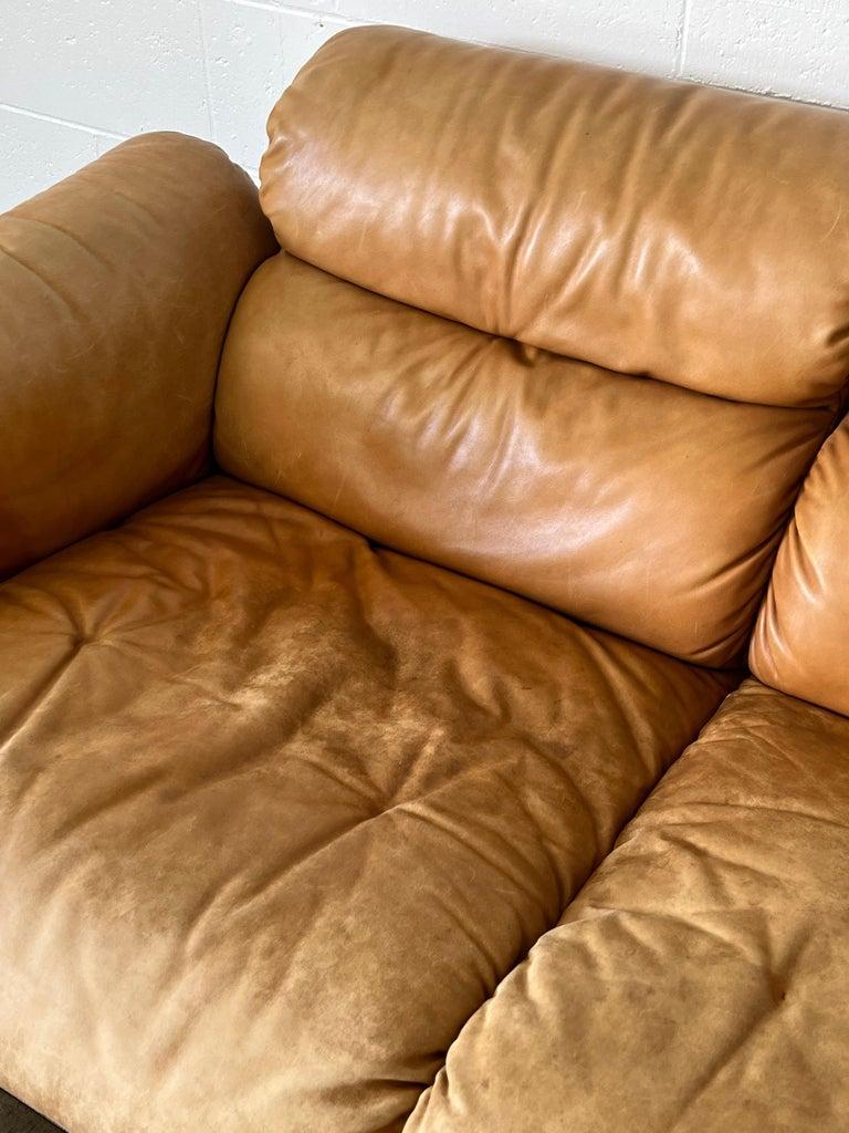 Faux Leather Italian Zelda Sofa Set in Cognac Leather by Sergio Asti for Poltronova, 1960s