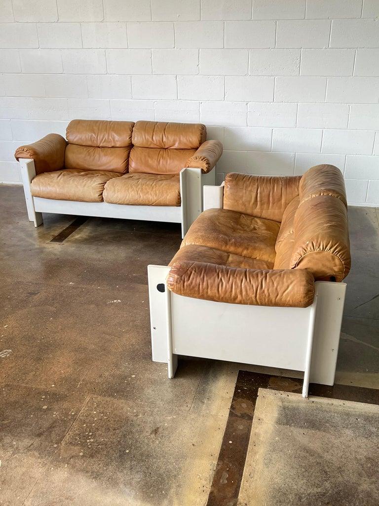Italian Zelda Sofa Set in Cognac Leather by Sergio Asti for Poltronova, 1960s 2