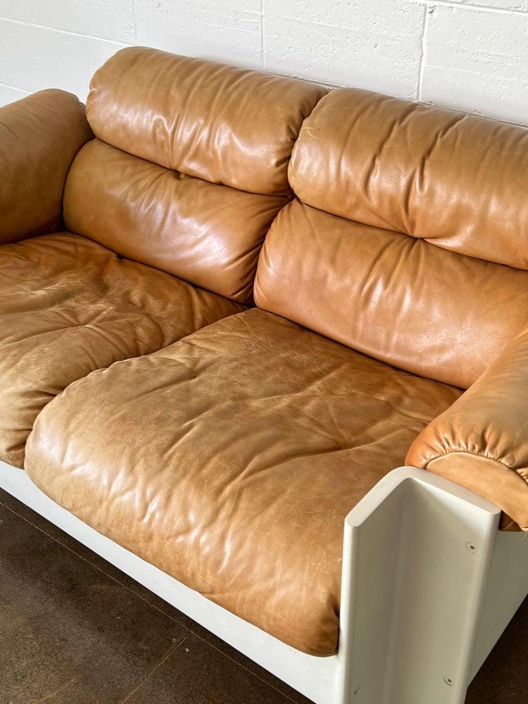 Italian Zelda Sofa Set in Cognac Leather by Sergio Asti for Poltronova, 1960s 3