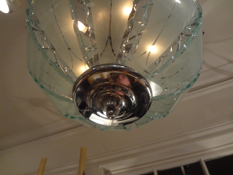 Italian Zero Quattro-Fontana Arte Frosted Glass Sphere Chandelier or Pendant For Sale 6
