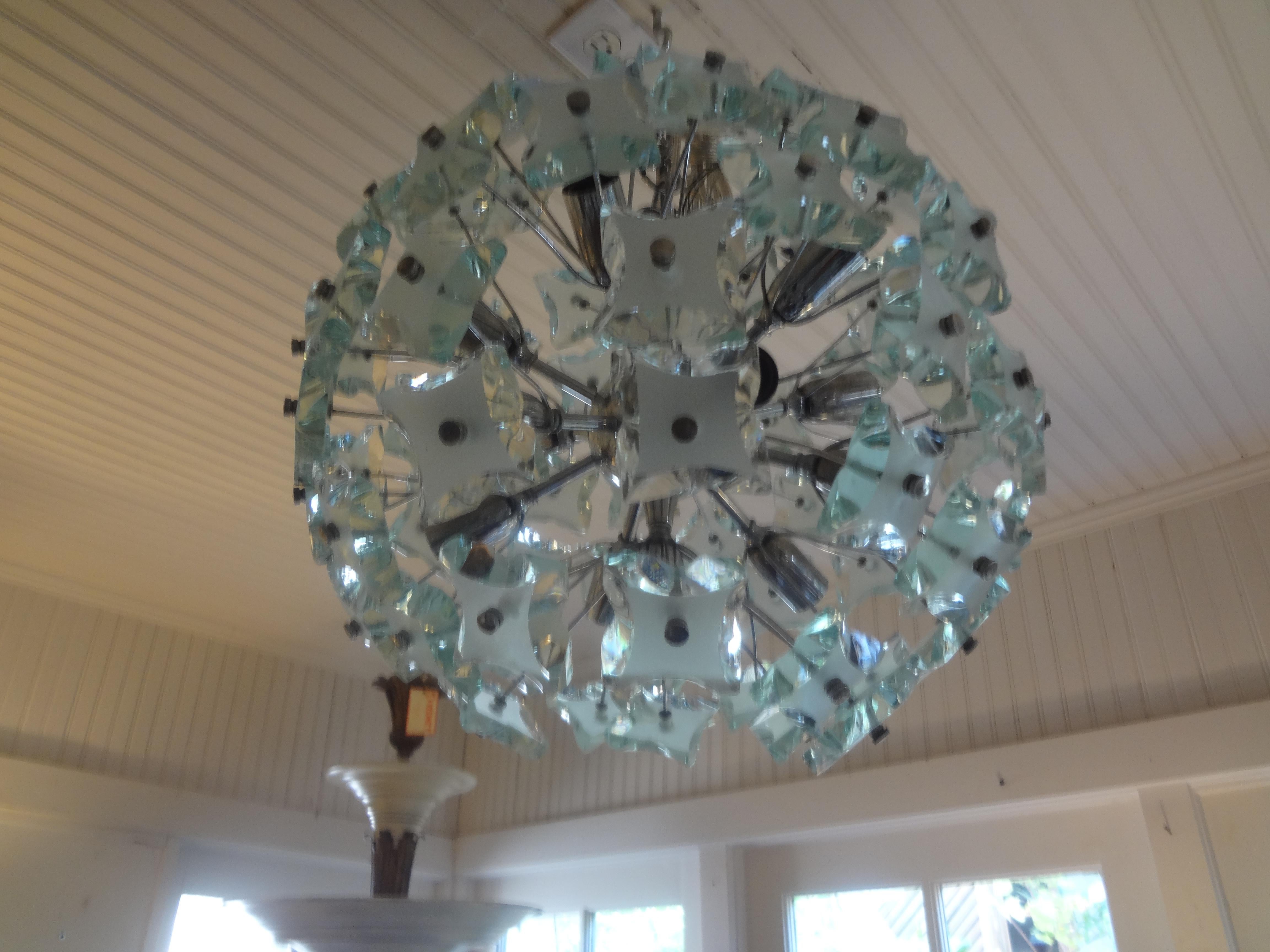 Italian Zero Quattro-Fontana Arte Frosted Glass Sphere Chandelier or Pendant 1