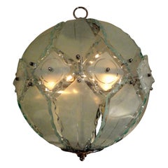 Italian Zero Quattro-Fontana Arte Frosted Glass Sphere Pendant