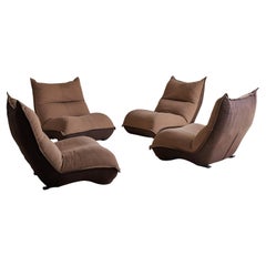 Silla de salón italiana "Zinzolo" en tapicería marrón de Vittorio Varo, años 70