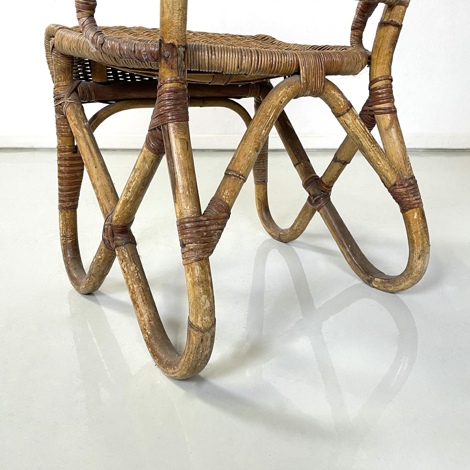 Italiana antique rattan chairs by Mongiardino and Bonacina for Bonacina, 1900s For Sale 11