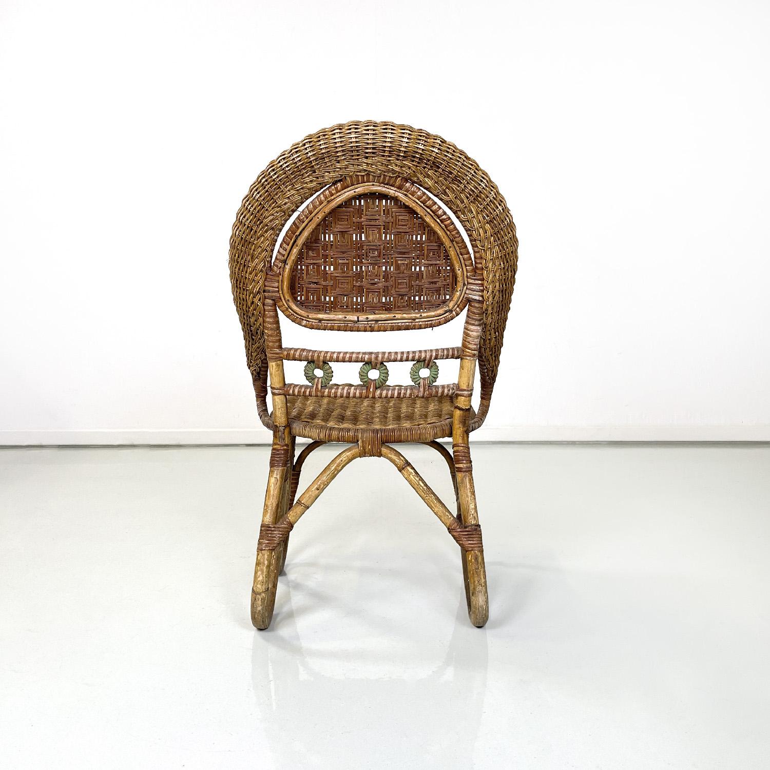 Italian antique rattan chairs by Mongiardino and Bonacina for Bonacina, 1900s For Sale 1