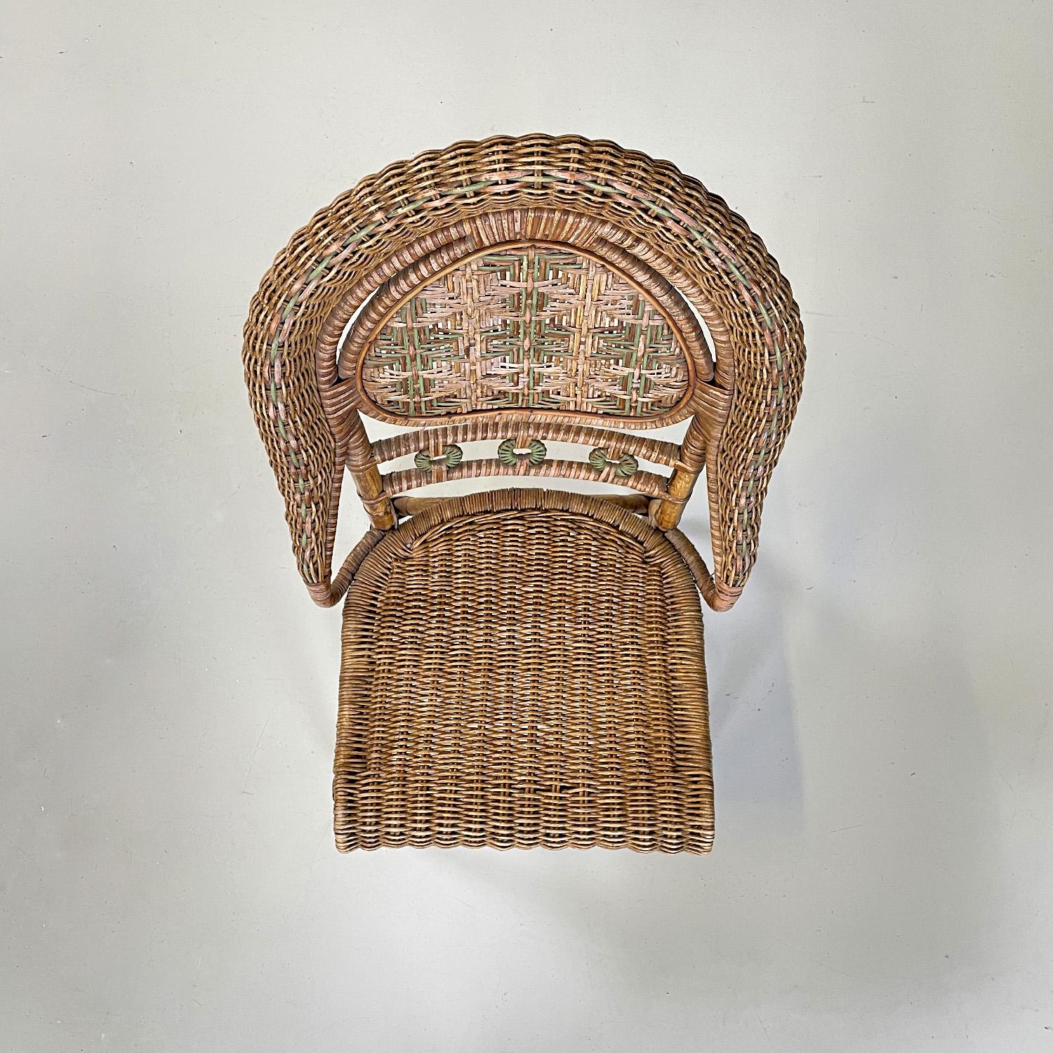 Italian antique rattan chairs by Mongiardino and Bonacina for Bonacina, 1900s For Sale 1