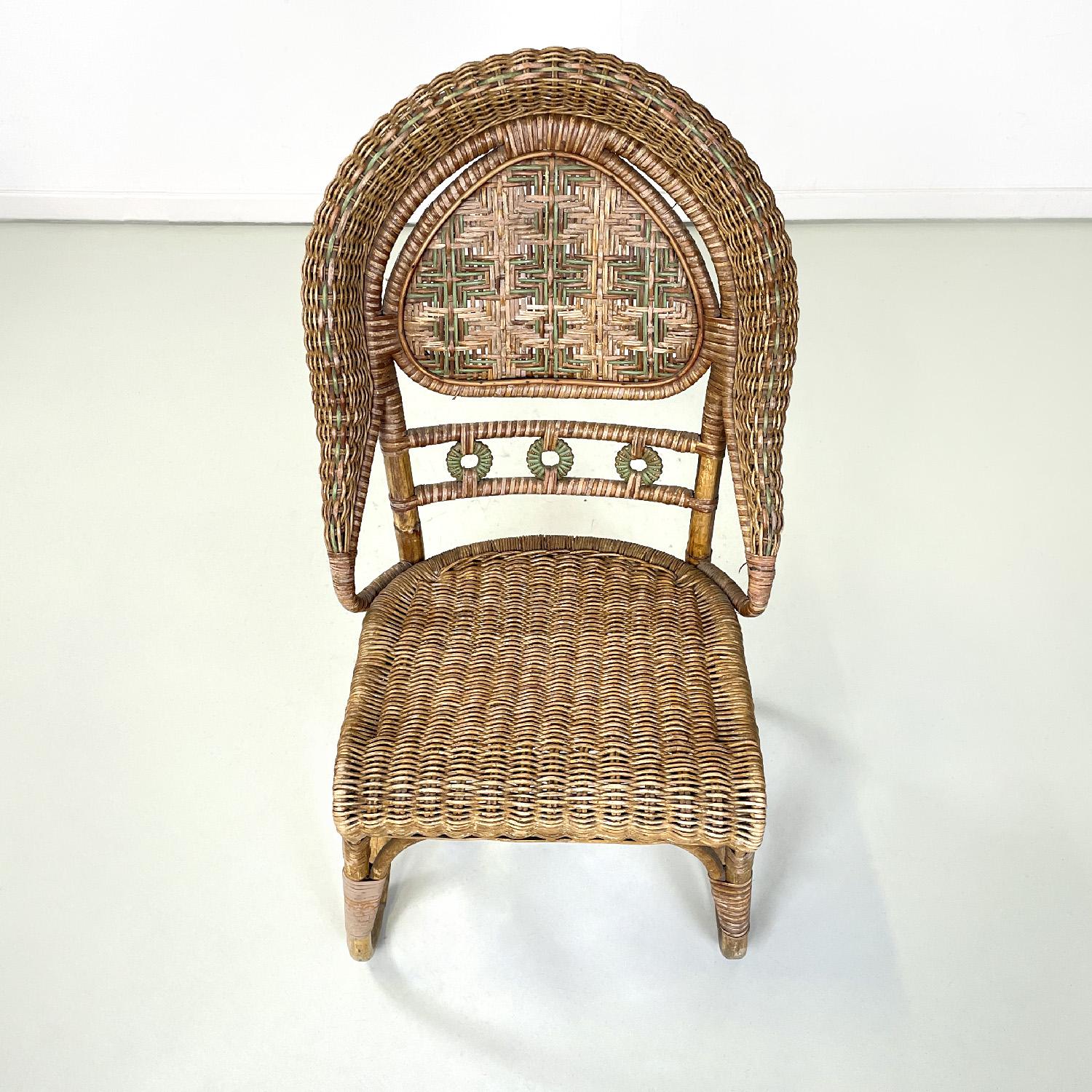 Italian antique rattan chairs by Mongiardino and Bonacina for Bonacina, 1900s For Sale 2