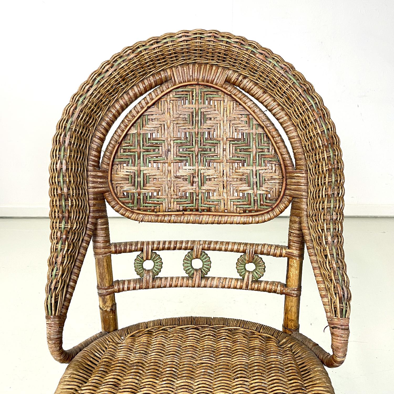 Italiana antique rattan chairs by Mongiardino and Bonacina for Bonacina, 1900s For Sale 4