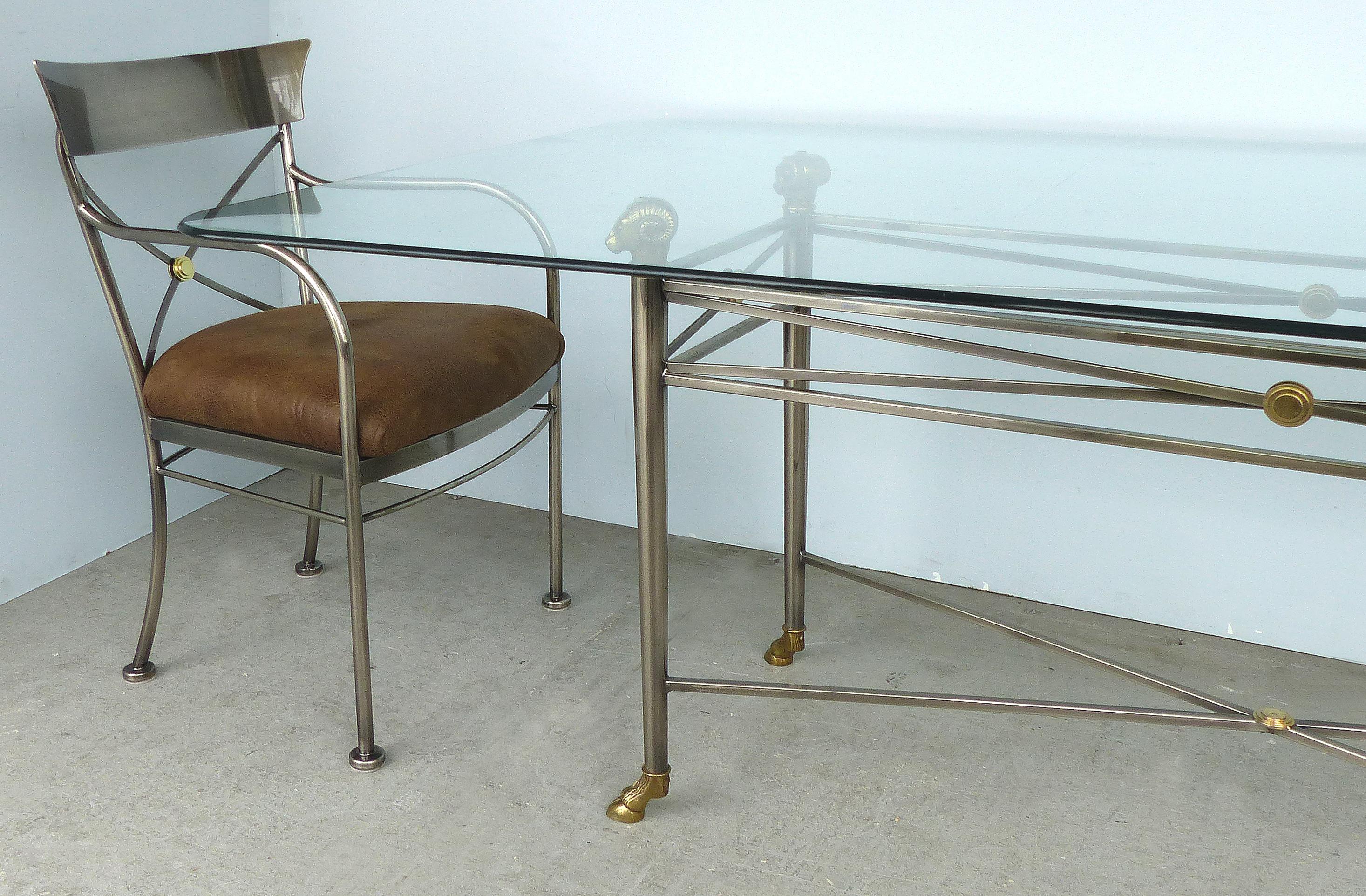 Italianate DIA Steel and Brass Dining Table with Ram's Heads and Hoof Feet 2