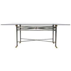 Italianate DIA Steel and Brass Dining Table with Ram's Heads and Hoof Feet