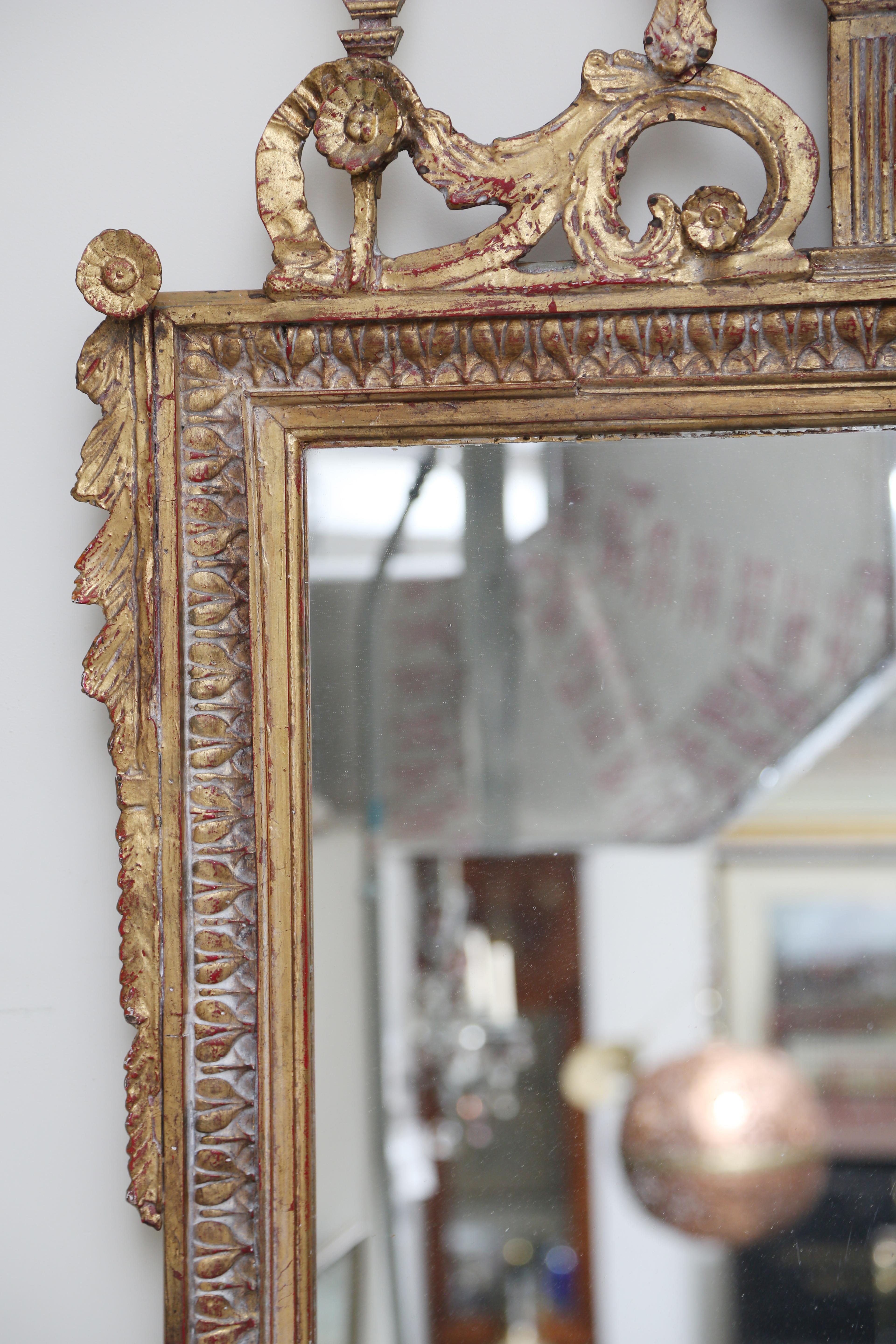Hand-Carved Italianate Giltwood Mirror Hand Carved in the Neo-Classical Fashion