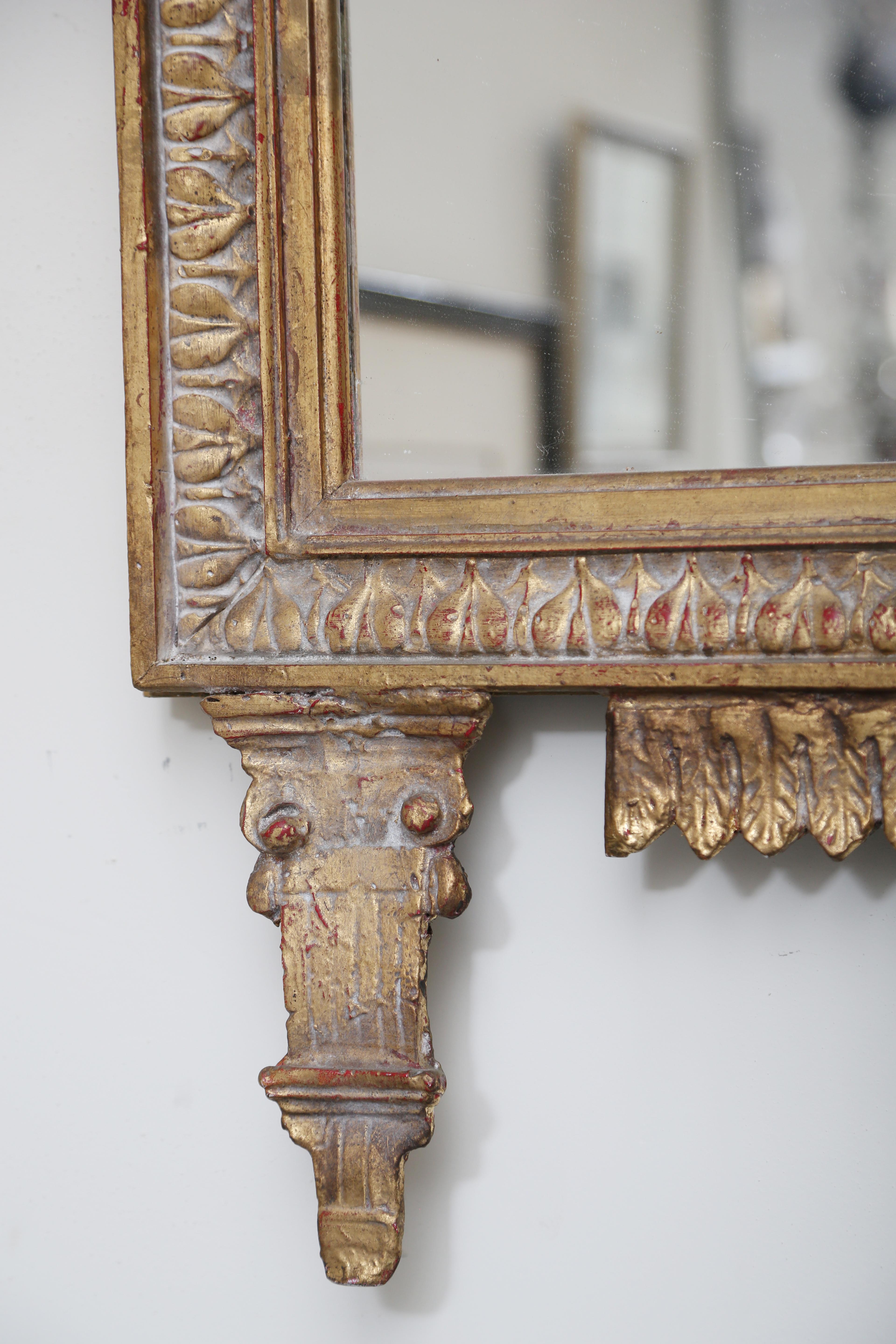 Wood Italianate Giltwood Mirror Hand Carved in the Neo-Classical Fashion