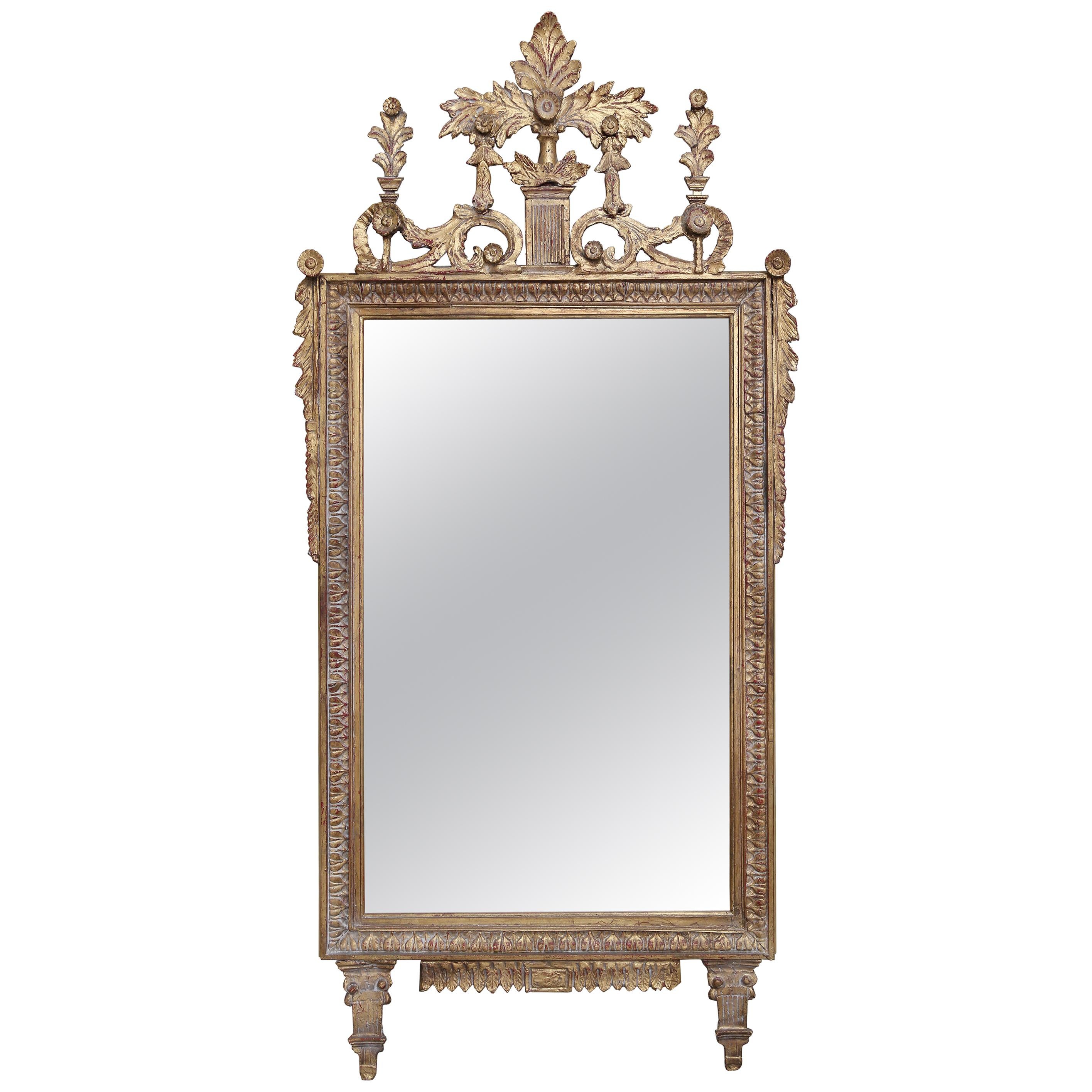 Italianate Giltwood Mirror Hand Carved in the Neo-Classical Fashion