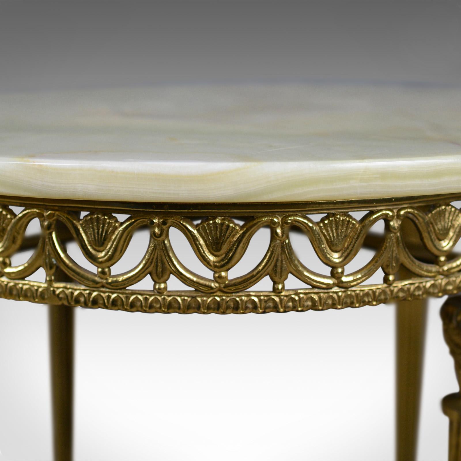 European Italianate Lamp Table Gilt Metal Onyx Classical Revival, Side, Late 20th Century