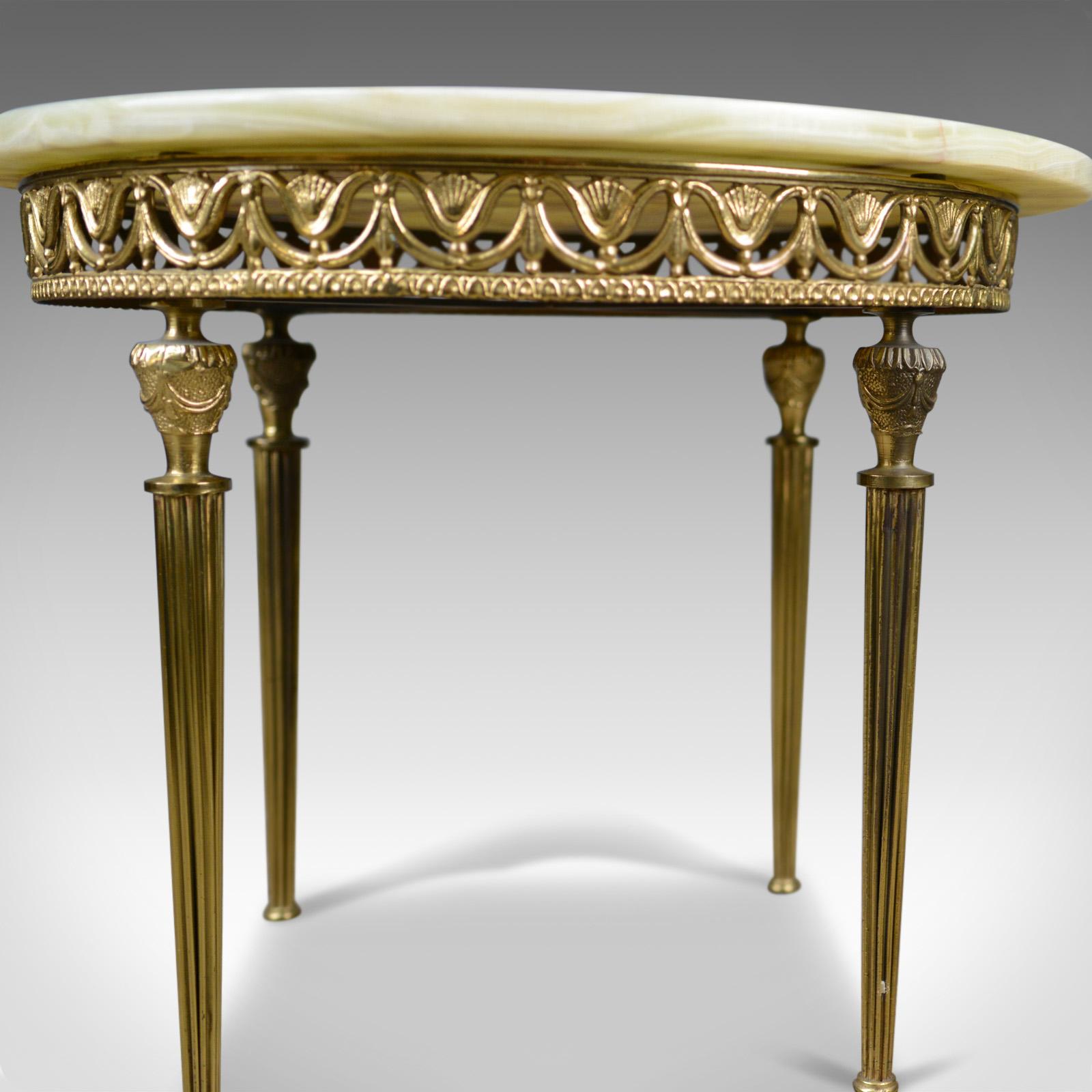 Italianate Lamp Table Gilt Metal Onyx Classical Revival, Side, Late 20th Century In Good Condition In Hele, Devon, GB