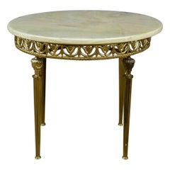 Italianate Lamp Table Gilt Metal Onyx Classical Revival, Side, Late 20th Century