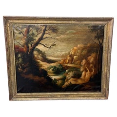 Italianate Old Master Style Landscape With Ruins And River Valley, 19th Century