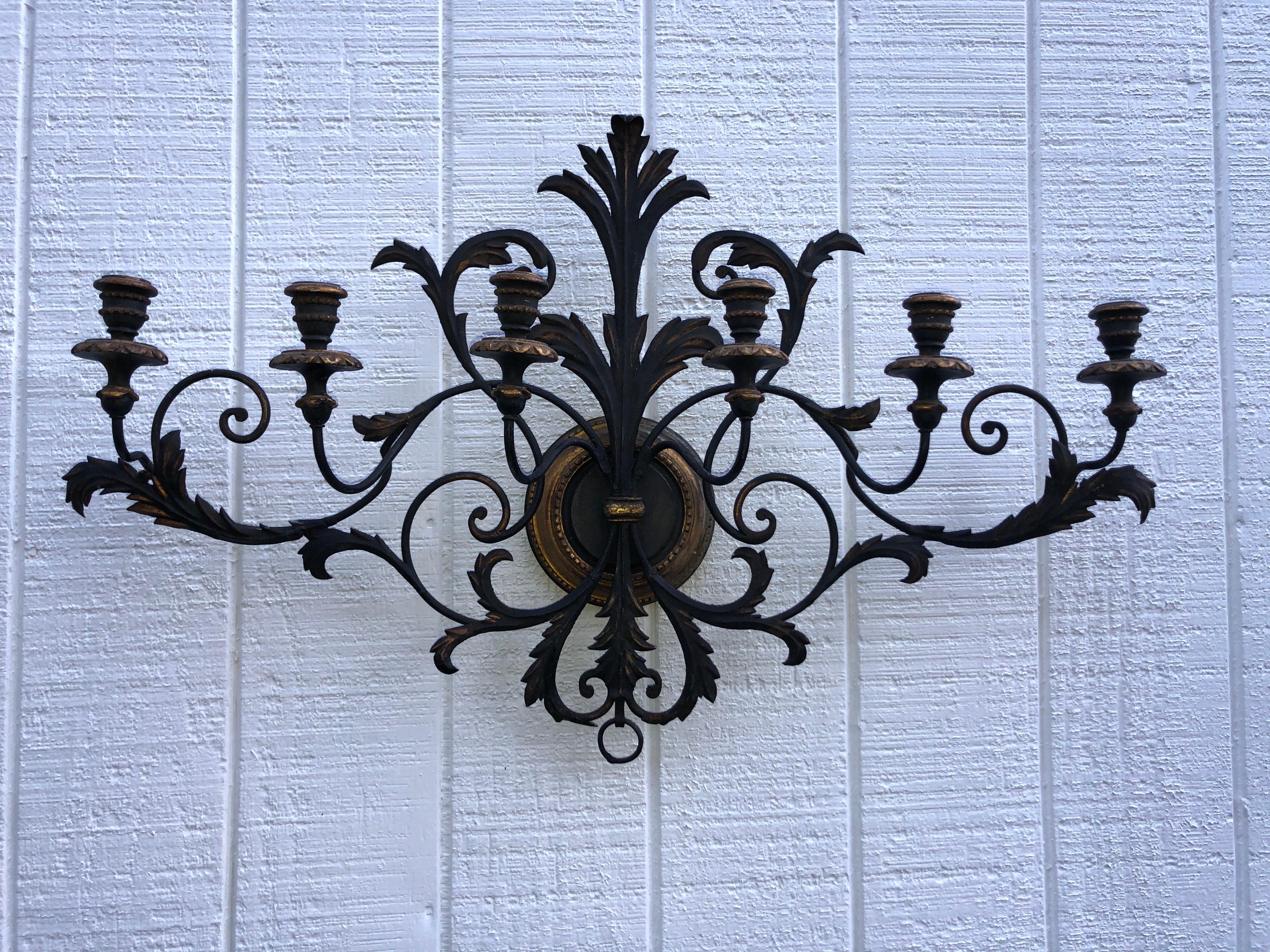 Italianate Tole and Wood Wall Sconce For Sale 14