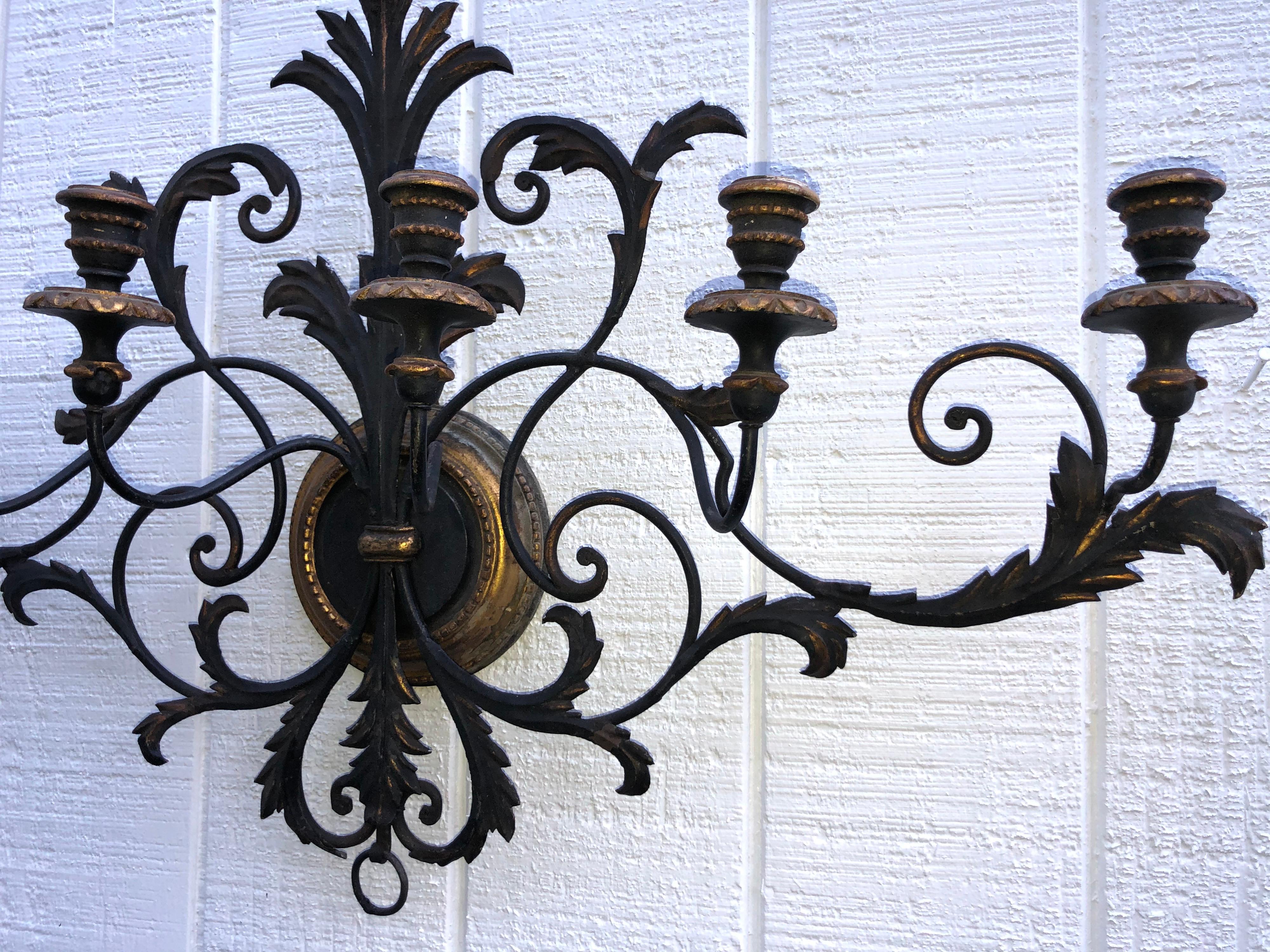 Italianate Tole and Wood Wall Sconce For Sale 1