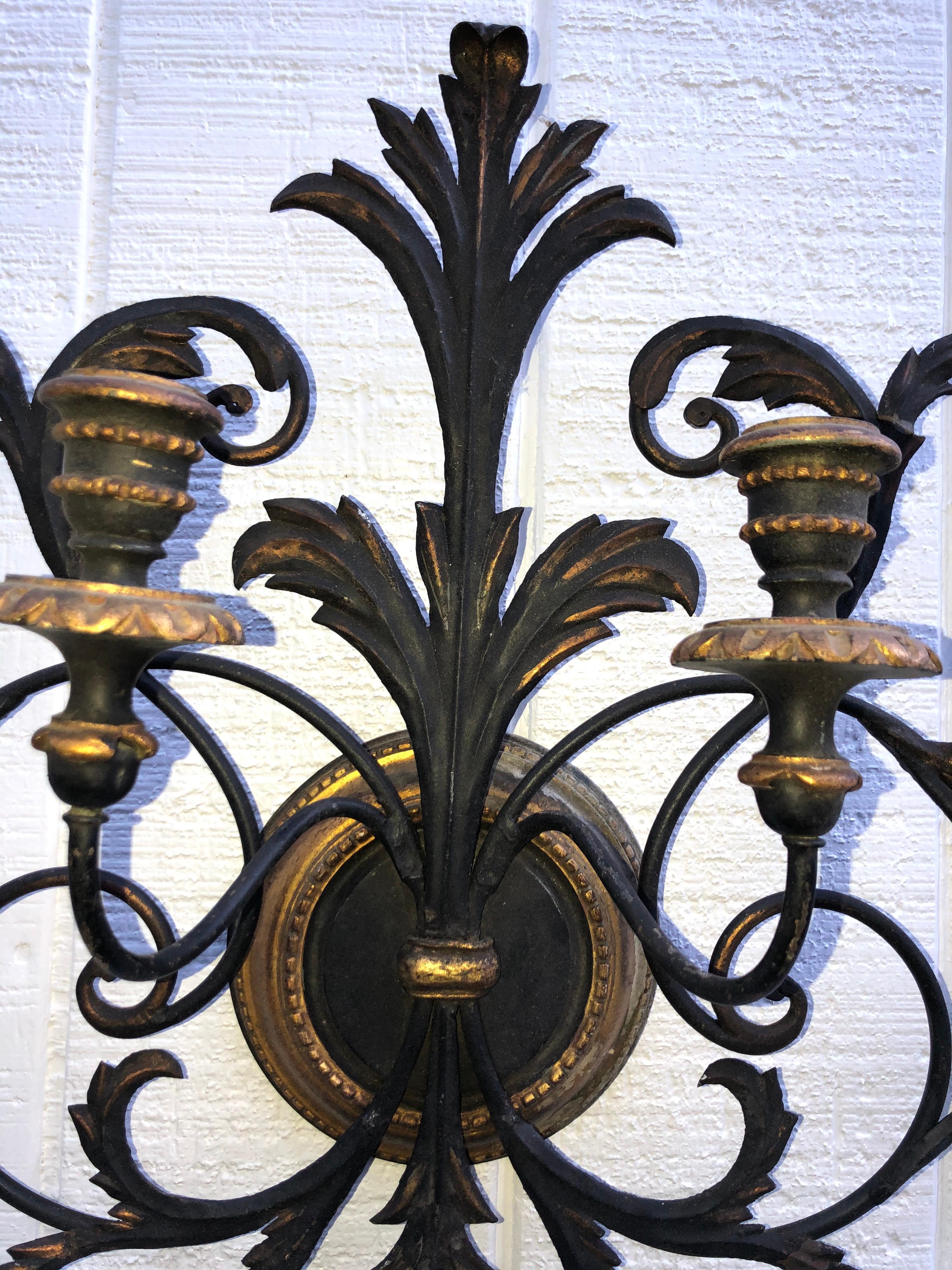 Italianate Tole and Wood Wall Sconce For Sale 2