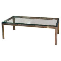 Mesa de centro «ItalianModern» de cromo y cristal, al estilo de Romeo Rega