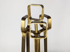 Italiann Brushed brass fireplace tools;1960-70s