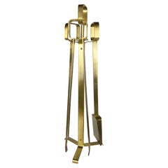 Italiann Brushed brass fireplace tools;1960-70s