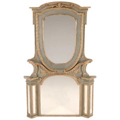 Italian Parcel-Gilt Green Painted Mirror, 19th Century