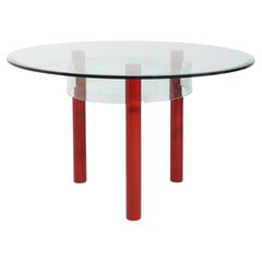 Italian Red Lacquer 
Glass Table, 1970s