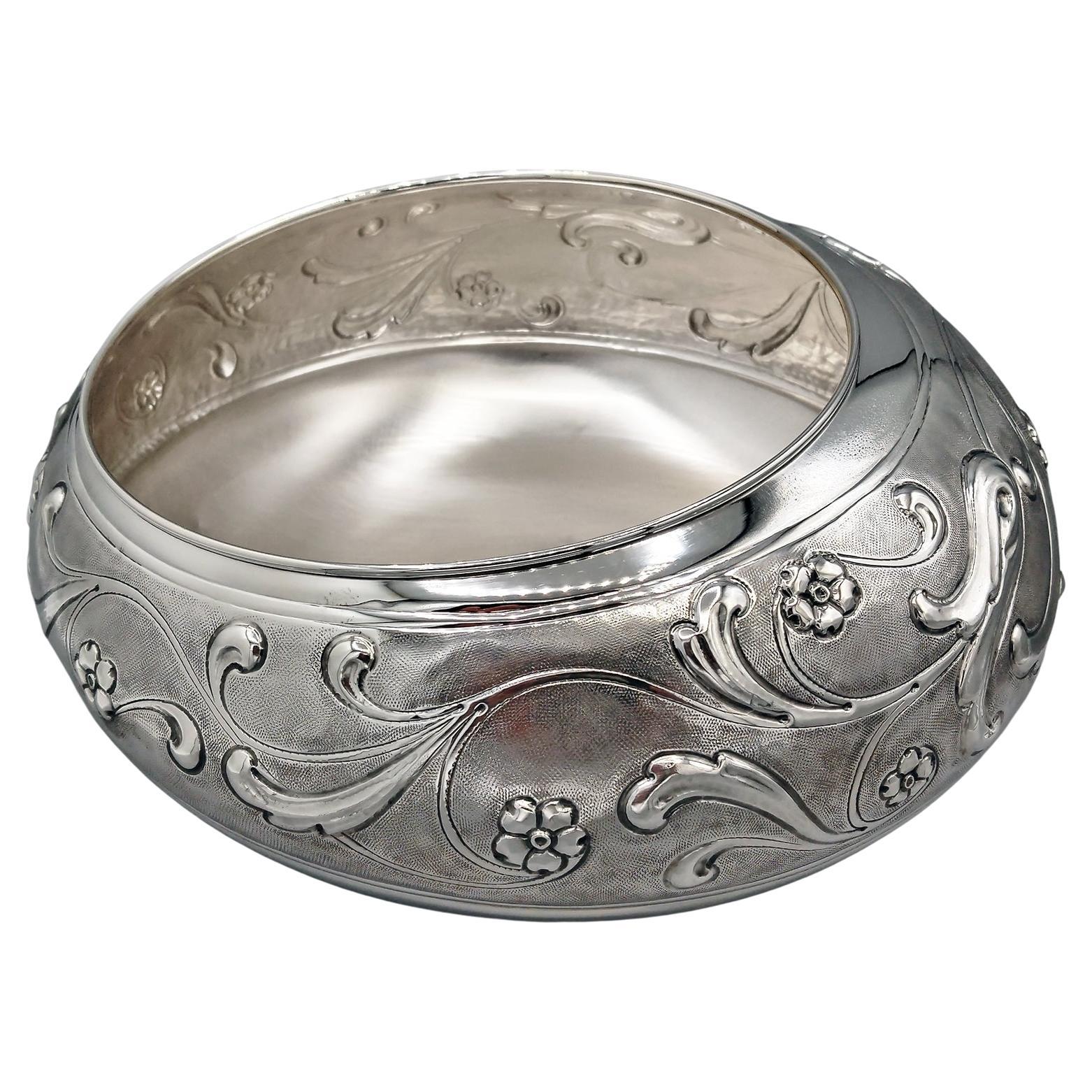 ItalienSterling Silber Tafelaufsatz mit Ranken und Blumen im Angebot