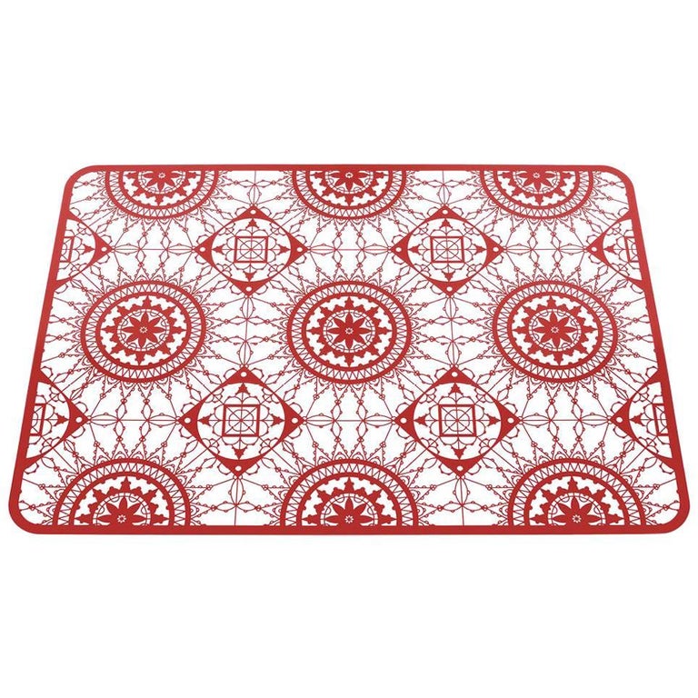 Italic Lace Rectangular Placemat in Red by Galante and Lancman for