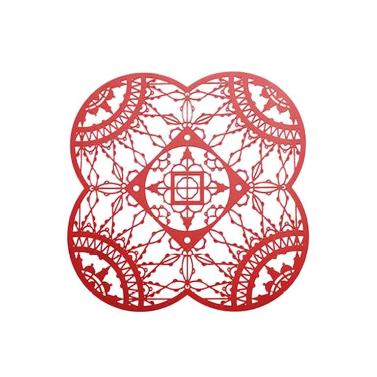 Italic Lace Red Finish Petal Coaster Set of Four by Galante & Lancman for Driade For Sale