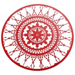 Italic Lace Red Finish Round Coaster Set of Four by Galante & Lancman for Driade